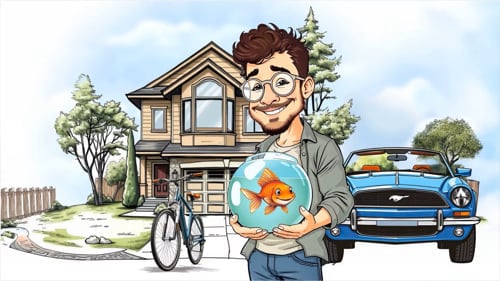 Man holding a goldfish bowl illustrating the importance of short attention span video marketing